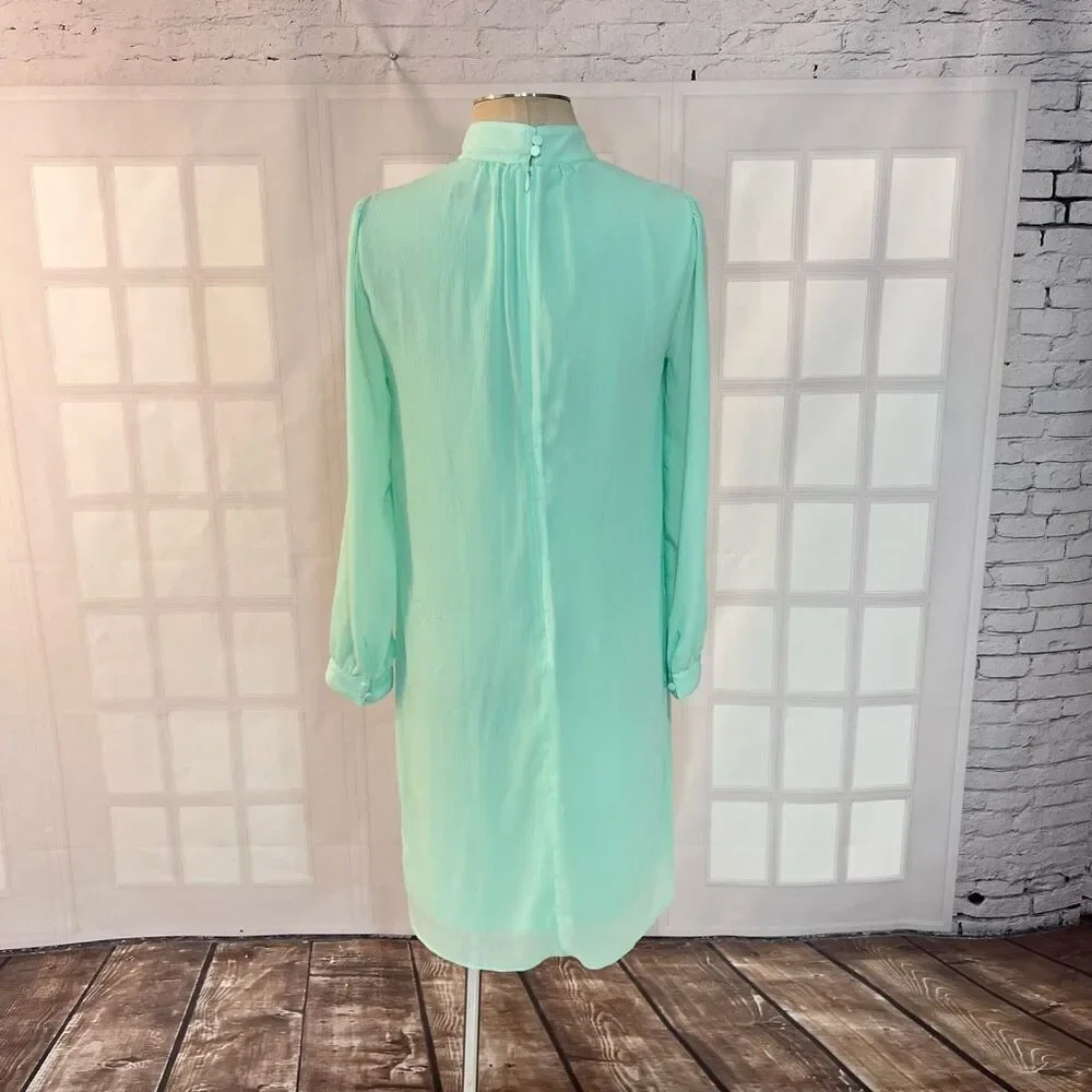 🔥🔥5 for $25🔥🔥 J crew minty green Long-sheer sleeve mockneck shift dress size 2